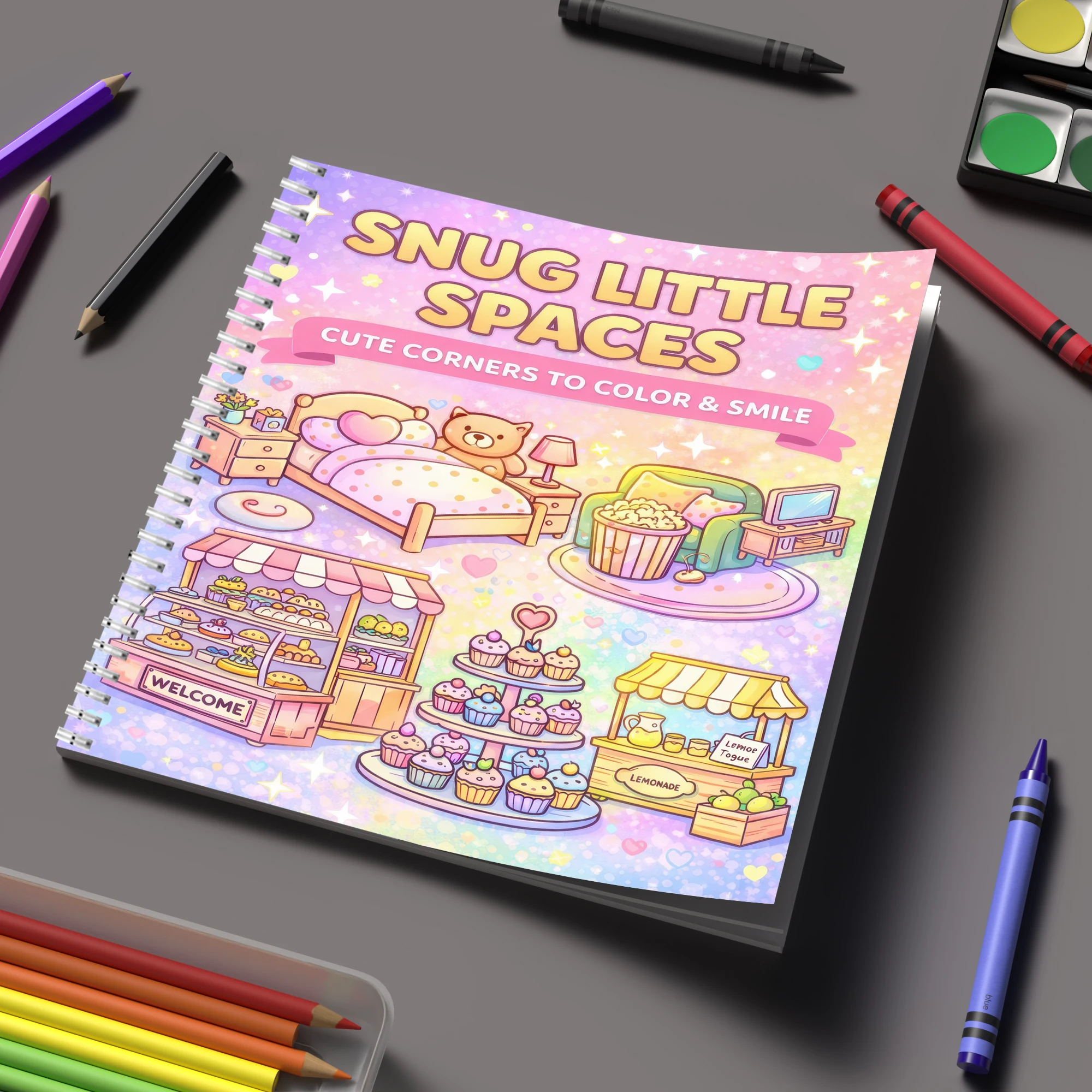 School Supplies - Malbuch „Kleine Räume“ für Erwachsene, Geburtstagsgeschenk,