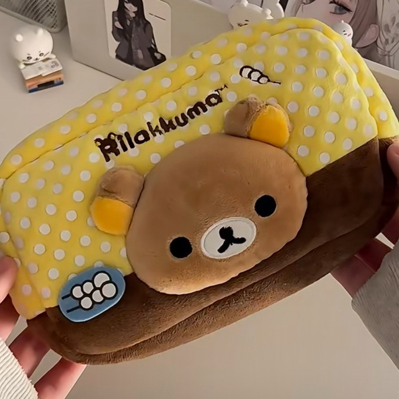 Aesthetic Large Pencil Case Pouch - Rilakkuma Plüsch-Federmäppchen im japanischen Stil mit
