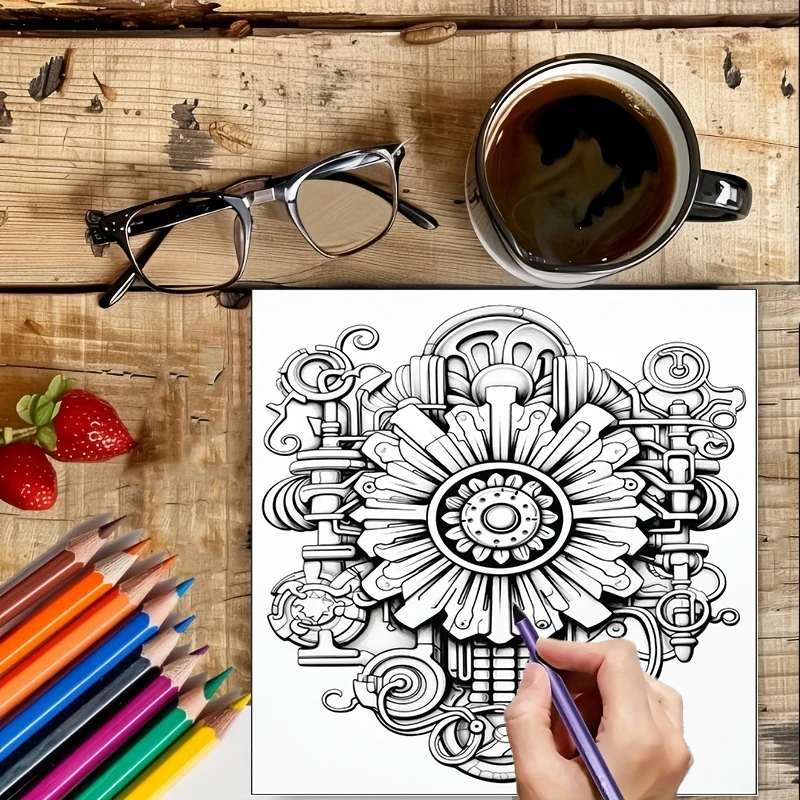 Malbuch „Steampunk-Blumen“ für – School Supplies Bewertung und Preis