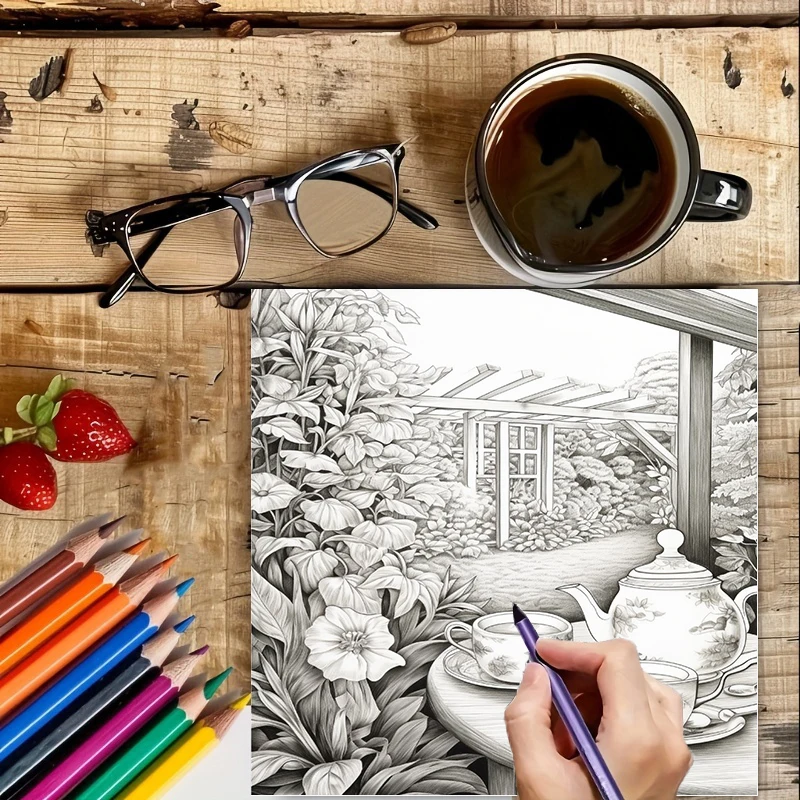 Malbuch „Tea In The Gardens“ f – School Supplies Bewertung und Preis